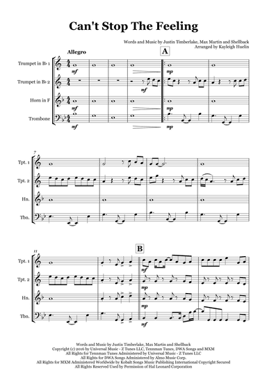 Can't Stop The Feeling! (arr. Kayleigh Huelin)