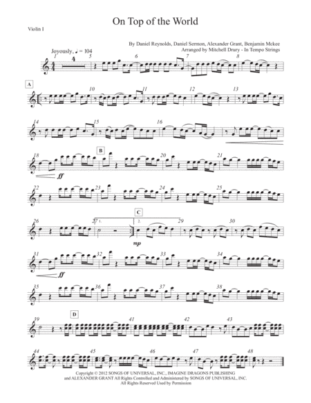 On Top Of The World (arr. Mitchell Drury)