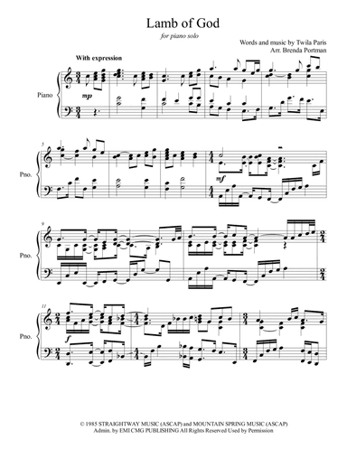 Lamb Of God (arr. Brenda Portman)