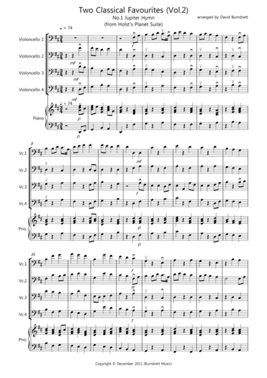 2 Classical Favourites for Cello Quartet (volume two) (arr. David Burndrett)