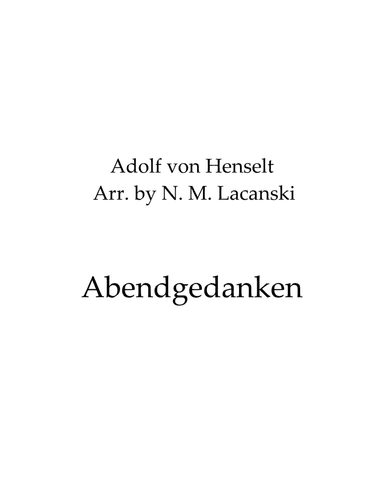 Abendgedanken (arr. Nick Lacanski)