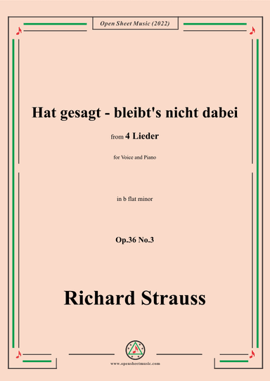 Richard Strauss-Hat gesagt-bleibt's nicht dabei,in b flat minor (arr. OSM Press)