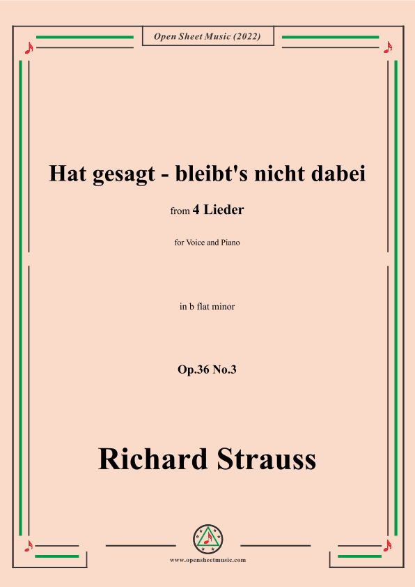 Richard Strauss-Hat gesagt-bleibt's nicht dabei,in b flat minor (arr. OSM Press)