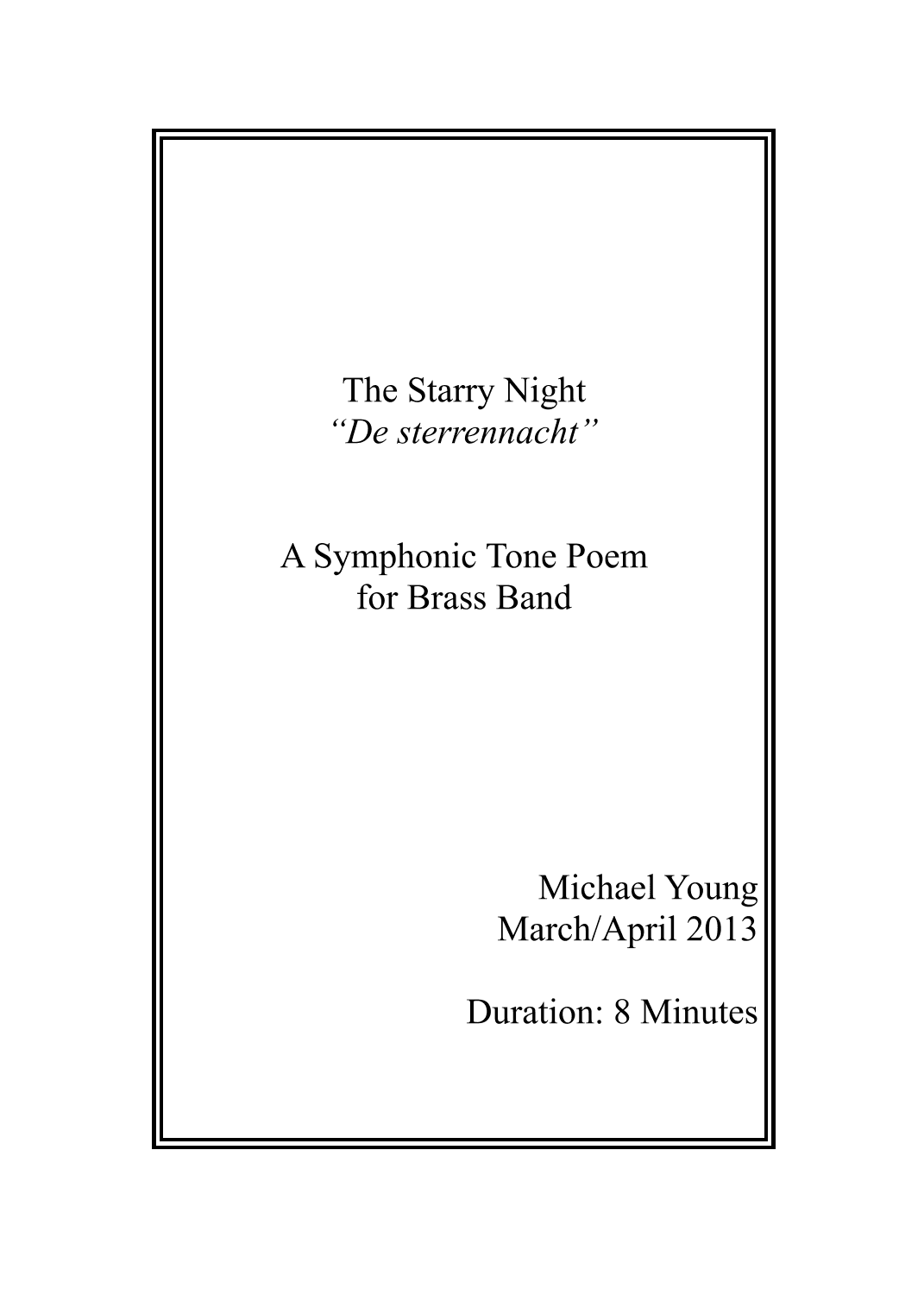 The Starry Night (Brass Band) - Score