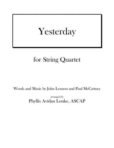 Yesterday (arr. Phyllis Avidan Louke, ASCAP)