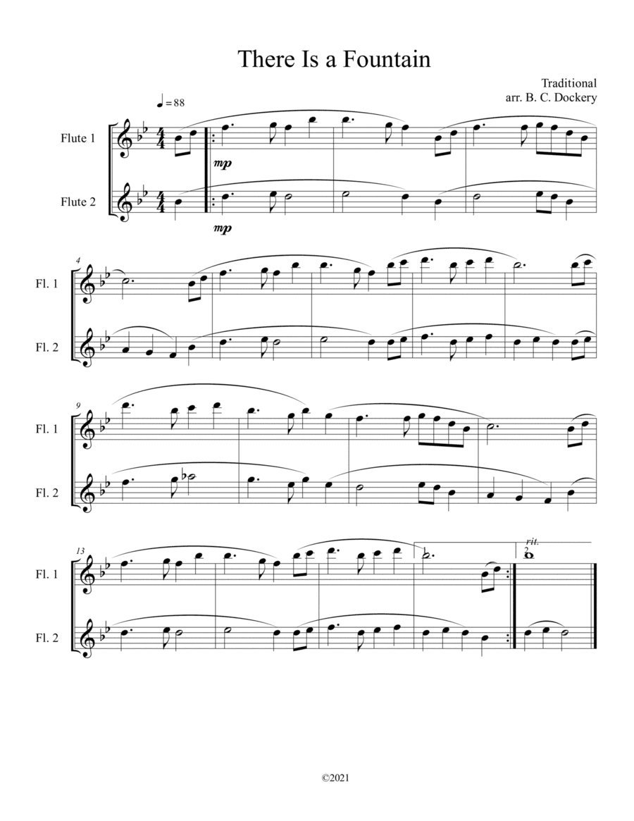 There Is a Fountain (Flute Duet) (arr. B. C. Dockery)