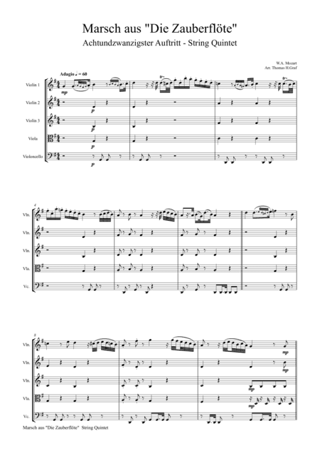 The Magic Flute, Mozart - March (String Quintet) (arr. Thomas H. Graf)