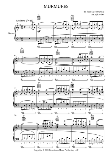 Murmures (arr. Jhavilah)
