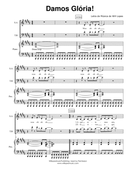 Damos Gloria (SATB com Piano) - PORTUGUES