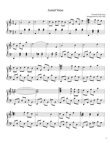 Astrid Valse (Piano Solo - Beautiful Waltz) (arr. Felix Sun)
