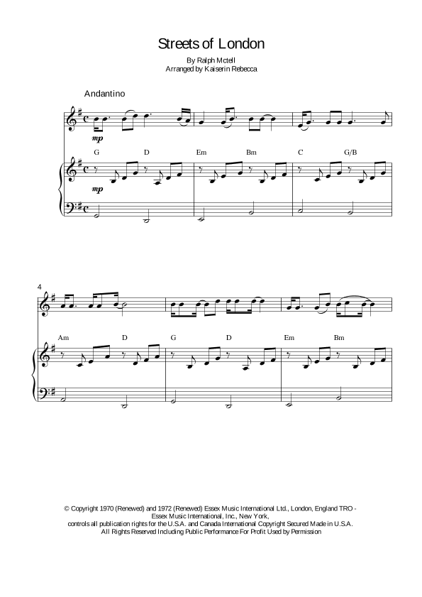 Streets Of London (arr. Kaiserin Rebecca)