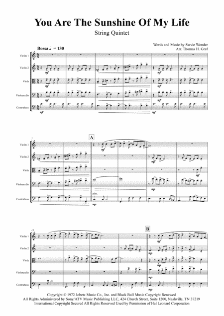 You Are The Sunshine Of My Life (arr. Thomas H. Graf)