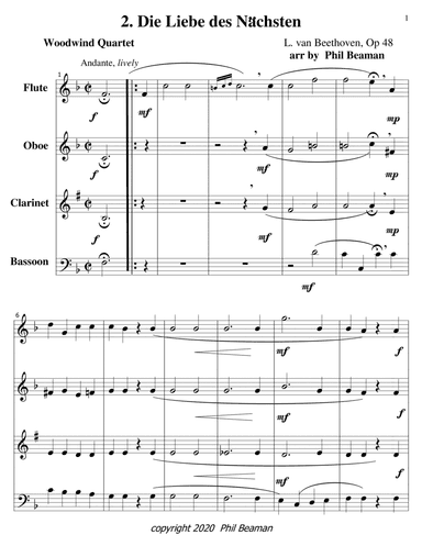 Die Liebe des Nachsten-Beethoven-woodwind quartet (arr. Phil Beaman)