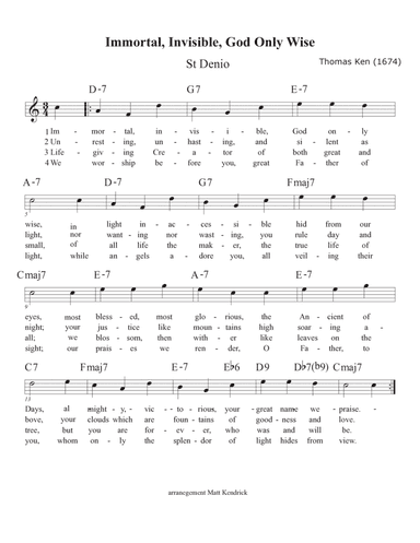 Immortal, Invisible, God Only Wise(St. Denio) (arr. Matt Kendrick)