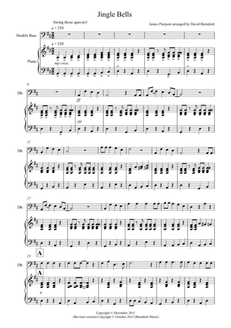 Jingle Bells (Jazzy Style) for Double Bass and Piano (arr. David Burndrett)