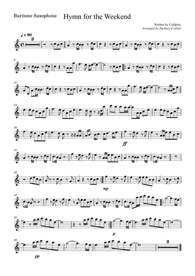 Hymn For The Weekend (arr. Zachary Corbett)