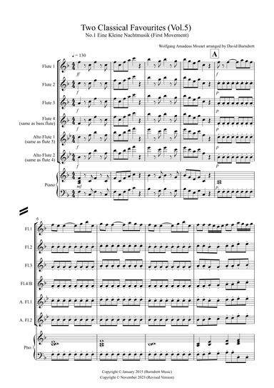 2 Classical Favourites for Flute Quartet (volume five) (arr. David Burndrett)