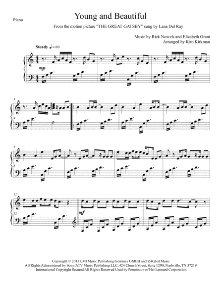 Young And Beautiful (arr. Kim Kirkman)
