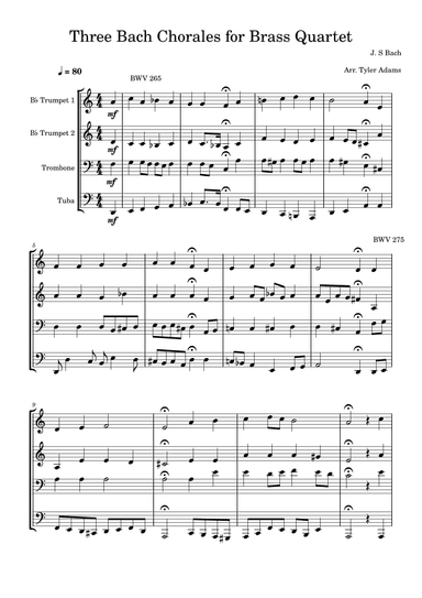 Three Bach Chorales for Brass Quartet (arr. Tyler Adams)
