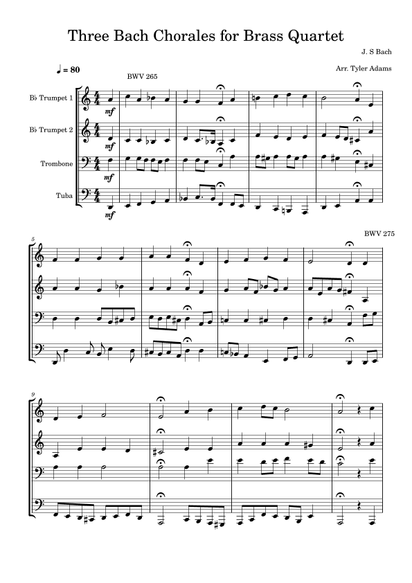 Three Bach Chorales for Brass Quartet (arr. Tyler Adams)