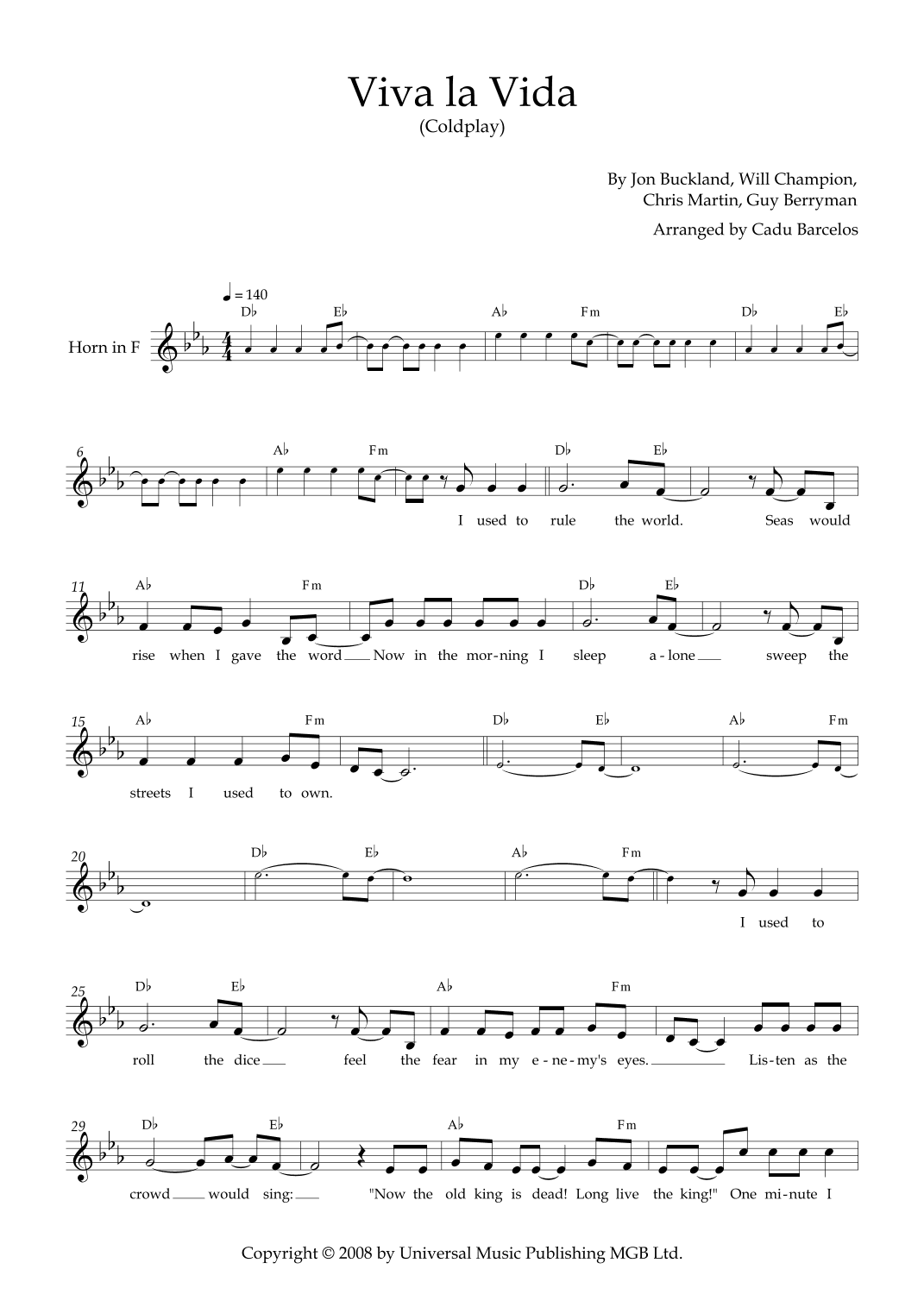 Viva La Vida (arr. Cadu Barcelos)