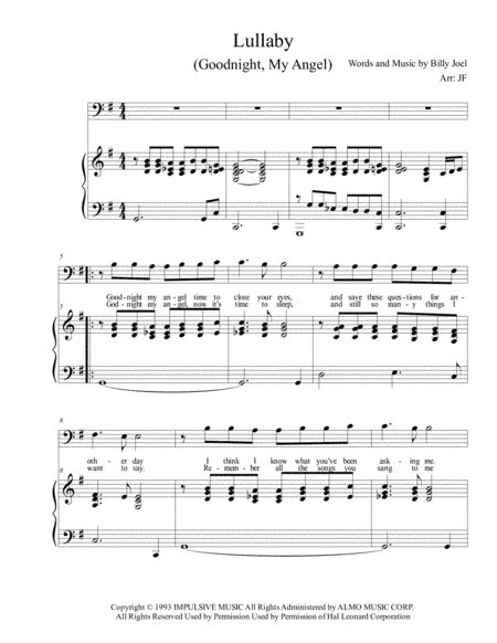 Lullabye (Goodnight, My Angel) (arr. Jerremy Fender)