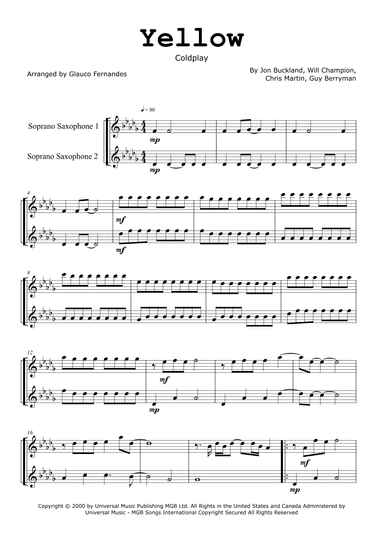 Yellow (arr. Glauco Fernandes)