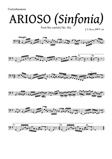 ARIOSO, by J. S. Bach (sinfonia) - for Contrabassoon and accompaniment (arr. Leyandder Trustworthy)