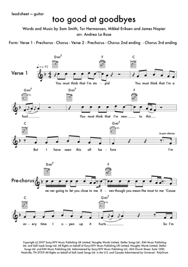Too Good At Goodbyes (arr. Andrea La Rose)