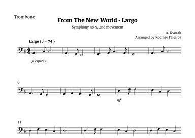 Largo (2nd movement of the Symphony no. 9 'From The New World') (arr. Rodrigo Faleiros)