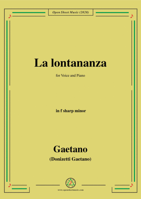 Donizetti-La lontananza,A 559,in f sharp minor,for Voice and Piano (arr. MAM)