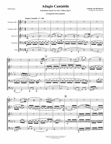 Adagio Cantabile from Sonata No. 8 in C minor for Brass Quintet (arr. Jim Hopson)