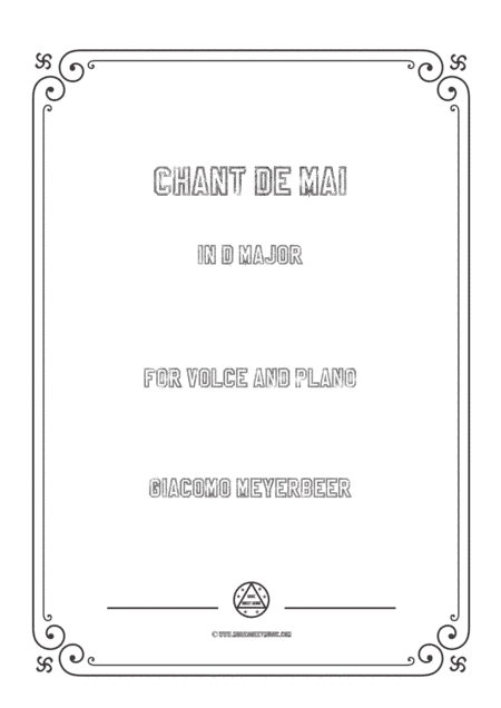 Meyerbeer-Chant de mai in D Major,for Voice and Piano (arr. MSM)