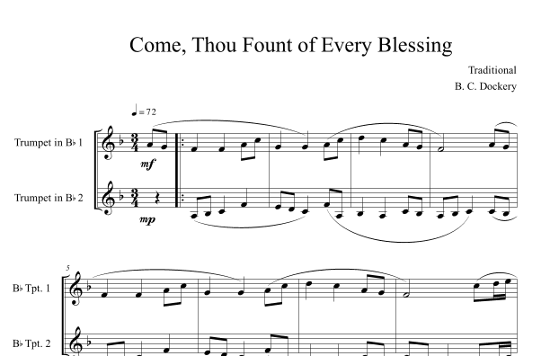 Come, Thou Fount of Every Blessing (Trumpet Duet) (arr. B. C. Dockery)