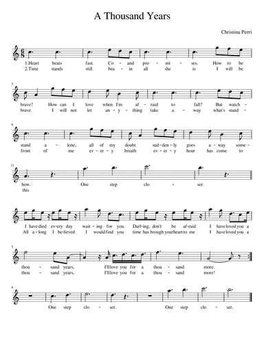 A Thousand Years (arr. SHEET MUSIC HUB)