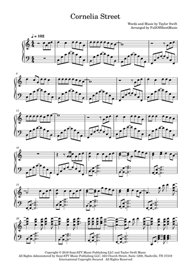 Cornelia Street (arr. FullOfSheetMusic)