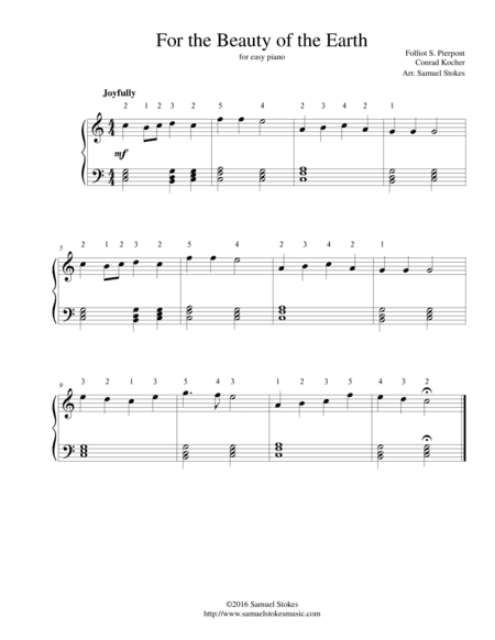 For the Beauty of the Earth - for easy piano (arr. Samuel Stokes)