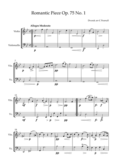 Romantic Piece Op; 75 No. 1 (arr. Caroline Pearsall)