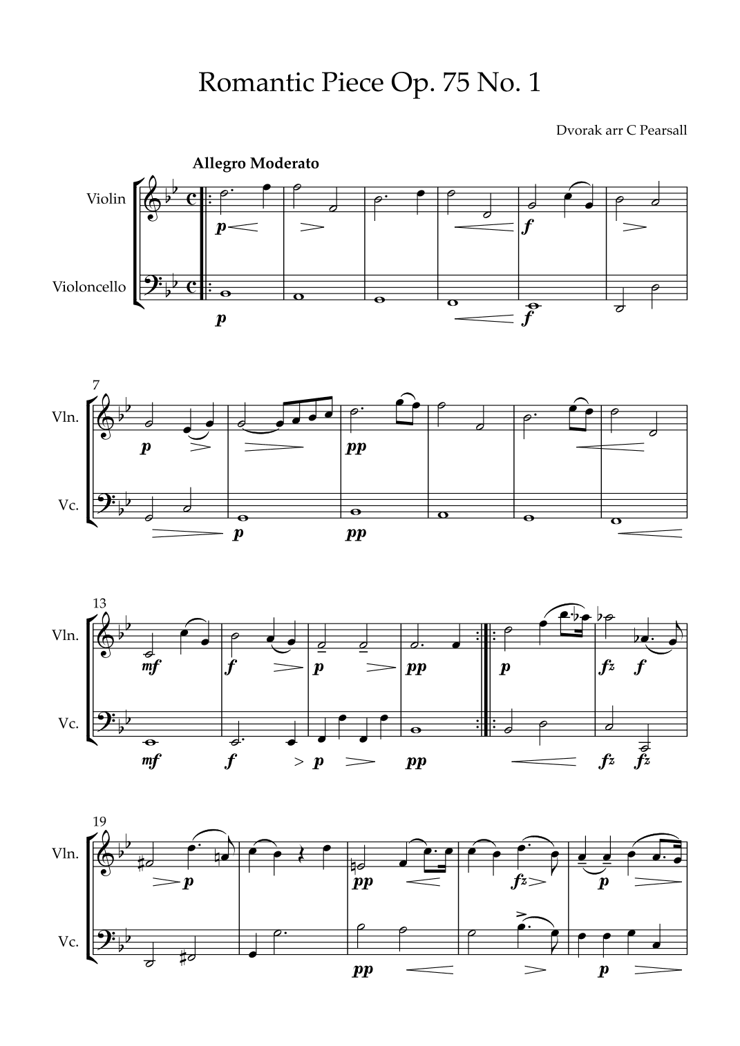 Romantic Piece Op; 75 No. 1 (arr. Caroline Pearsall)