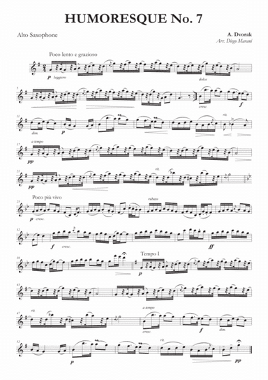 Humoresque No. 7 for Alto Saxophone and Piano (arr. Diego Marani)