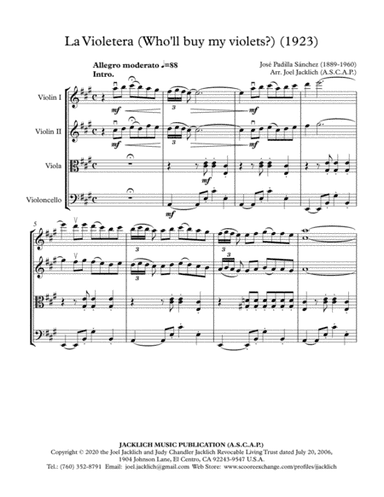 La Violetera (Who'll buy my violets?) (arr. Joel Jacklich (ASCAP))