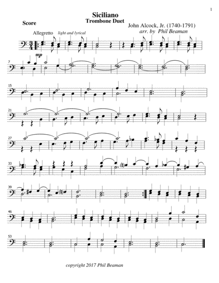 Siciliano - Trombone Duet (arr. Phil Beaman)