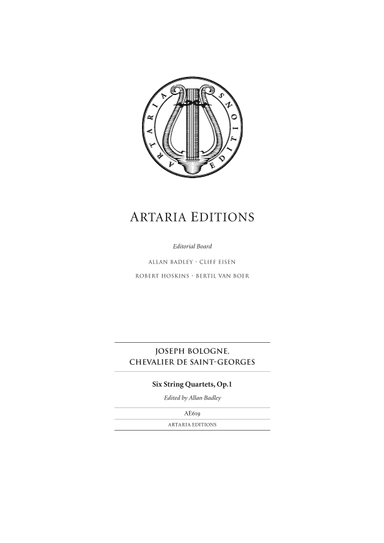 Six String Quartets, Op.1 - Score Only (arr. Artaria Editions)
