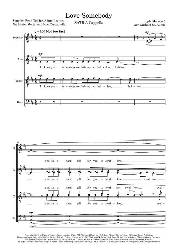 Love Somebody (arr. Michael St. Aubin)
