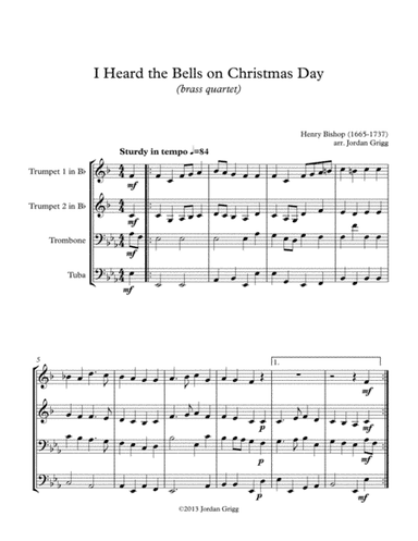 I Heard the Bells on Christmas Day (brass quartet) (arr. Jordan Grigg)