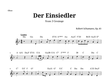 Der Einsiedler by Schumann for Oboe and Chords (arr. Langanho)