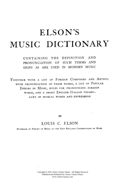 Elson's Complete Music Dictionary - digital download edition