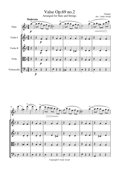 Chopin : Valse Op. 69 no.2 Arranged for Flute and String Orchestra (arr. Amir Awad)