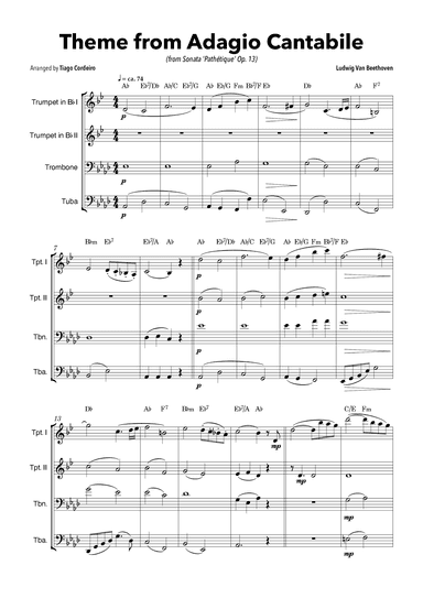Theme From Adagio Cantabile (from Sonata 'Pathétique' Op.13) (arr. Tiago Cordeiro)