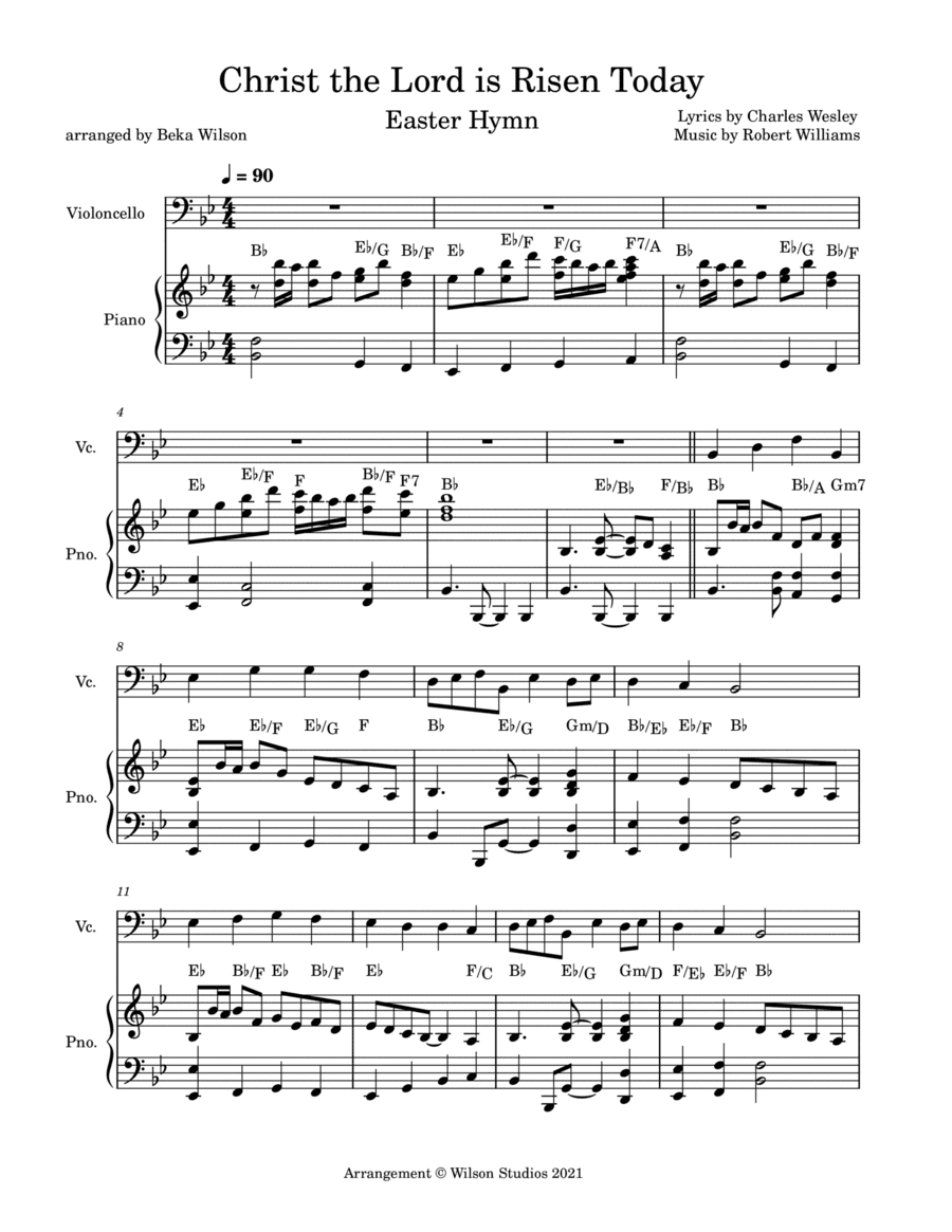Christ the Lord is Risen Today--cello solo (arr. Beka Wilson)